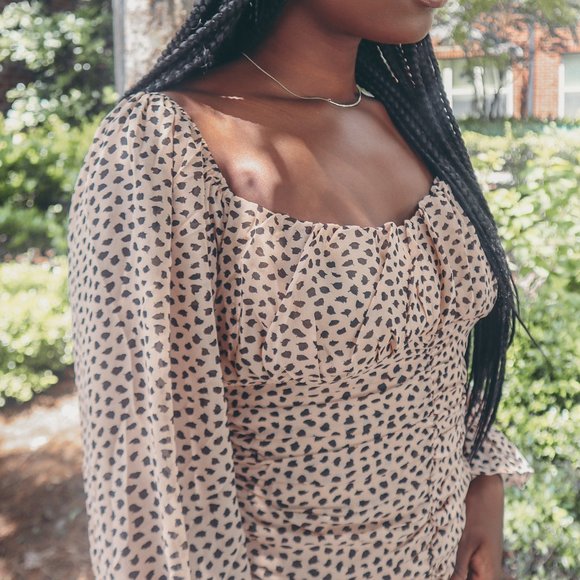 Spotted Print Ruffle Mini Dress - Picture 3 of 7